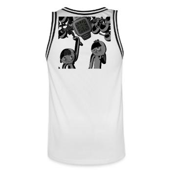 Chemise de montre amusante pour les collectionneurs et les connaisseurs - Maillot de basket Homme - blanc/noir - Dos - AI Model Male 185 dark (185cm)