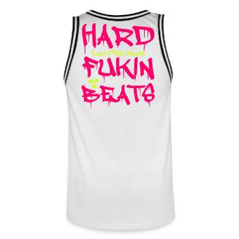 Hard Fukin Beats Graffiti Tee - Männer Basketball-Trikot - Weiß/Schwarz - Hinten - AI Model Male 185 dark (185cm)