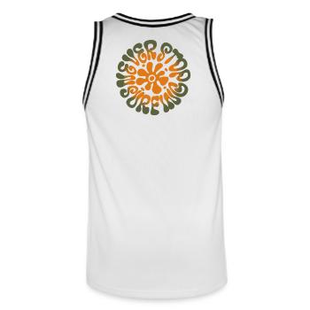 Never Stop Surfing / Mandala floral groovy - Maillot de basket Homme - blanc/noir - Dos - AI Model Male 185 dark (185cm)