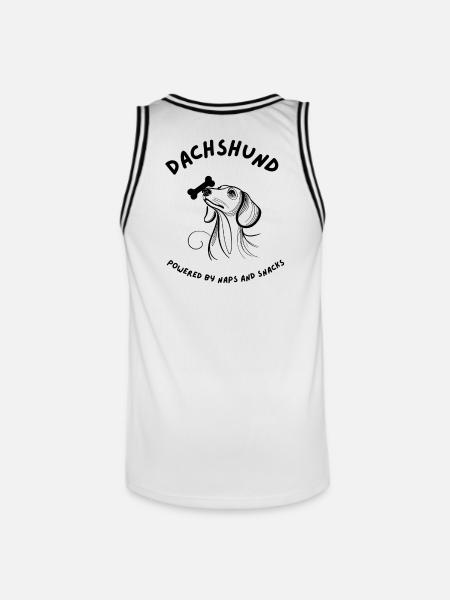 Dachshund - Powered by Naps and Snacks - Men's Basketball Jersey - white/black