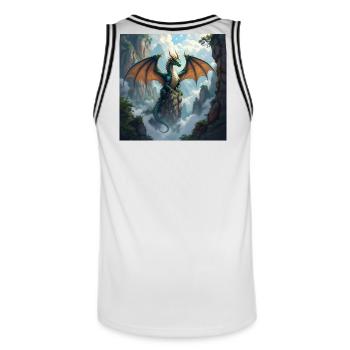 La Couronne du Dragon au-dessus des Falaises Brumeuses - Maillot de basket Homme - blanc/noir - Dos - AI Model Male 185 dark (185cm)