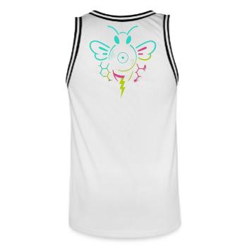 Music Bee with Vinyl Beat and Blitz Power - Men's Basketball Jersey - white/black - Back - AI Model Male 185 dark (185cm)