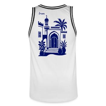 Architecture des portes iraniennes Paysage des palmiers - Maillot de basket Homme - blanc/noir - Dos - AI Model Male 185 dark (185cm)