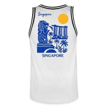Blue Merlion Skyline Singapour - Maillot de basket Homme - blanc/noir - Dos - AI Model Male 185 dark (185cm)