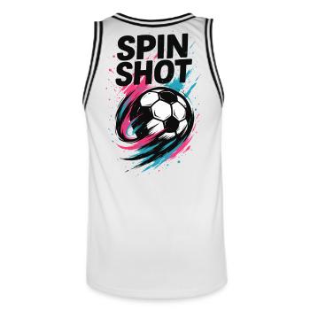 Handball Spin Shot, Trickwurf, Torwurf Kunst - Männer Basketball-Trikot - Weiß/Schwarz - Hinten - AI Model Male 185 dark (185cm)