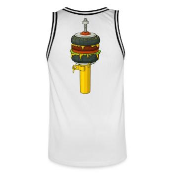 BurgAir - Men's Basketball Jersey - white/black - Back - AI Model Male 185 dark (185cm)