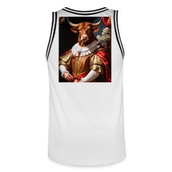 Taureau majestueux – roi du Baroque - Maillot de basket Homme - blanc/noir - Dos - AI Model Male 185 dark (185cm)