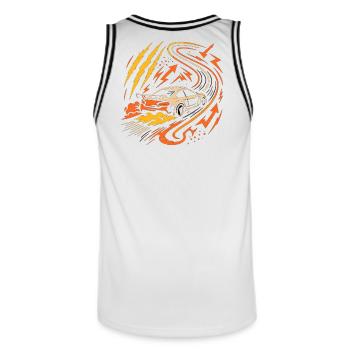 Circuit de course de voitures de sport de drift, fan de tuning - Maillot de basket Homme - blanc/noir - Dos - AI Model Male 185 dark (185cm)