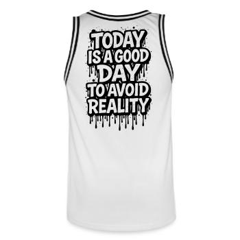 Aujourd'hui est un bon jour (Éviter la réalité) - Maillot de basket Homme - blanc/noir - Dos - AI Model Male 185 dark (185cm)