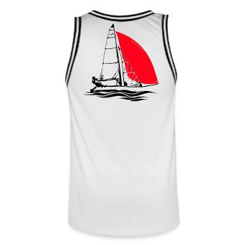 29er Youth Sailboat Sailing Dinghy Regatta Sailing - Men's Basketball Jersey - white/black - Back - AI Model Male 185 dark (185cm)