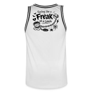 Déclaration sur le fait de se sentir comme un monstre en laisse - Maillot de basket Homme - blanc/noir - Dos - AI Model Male 185 dark (185cm)