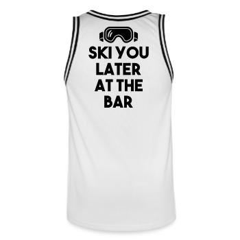 SKI YOU LATER AT THE BAR – Après Ski - Men's Basketball Jersey - white/black - Back - AI Model Male 185 dark (185cm)