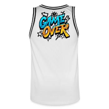 Game Over Graffiti Neon Gradient - Men's Basketball Jersey - white/black - Back - AI Model Male 185 dark (185cm)
