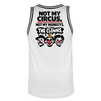 Déclaration Not My Circus, Not My Monkeys - Maillot de basket Homme - blanc/noir - Dos - AI Model Male 185 dark (185cm)
