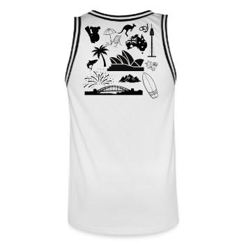 Sydney in symbols - Männer Basketball-Trikot - Weiß/Schwarz - Hinten - AI Model Male 185 dark (185cm)