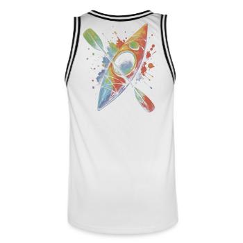 Buntes Kajakfahren – Wassersport Spritzkunst - Männer Basketball-Trikot - Weiß/Schwarz - Hinten - AI Model Male 185 dark (185cm)