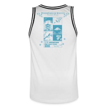 Temps de la Fleur de Kyoto Floraison Intemporelle - Maillot de basket Homme - blanc/noir - Dos - AI Model Male 185 dark (185cm)