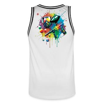 Paintball - Illustration splash art marker masque - Maillot de basket Homme - blanc/noir - Dos - AI Model Male 185 dark (185cm)