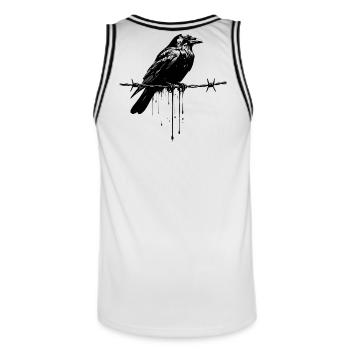 Rabe auf Stacheldraht-Tinte - Männer Basketball-Trikot - Weiß/Schwarz - Hinten - AI Model Male 185 dark (185cm)