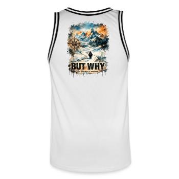 Pingouin Mais pourquoi le motif du Pingouin Meme - Maillot de basket Homme - blanc/noir - Dos - AI Model Male 185 dark (185cm)
