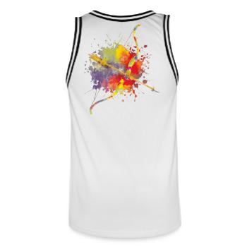 Bow and Arrow - Design Splash Art for Archers - Men's Basketball Jersey - white/black - Back - AI Model Male 185 dark (185cm)