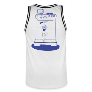 Coffee Yoga - Men's Basketball Jersey - white/black - Back - AI Model Male 185 dark (185cm)