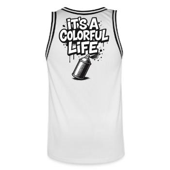 It's a Colorful Life Graffiti - Männer Basketball-Trikot - Weiß/Schwarz - Hinten - AI Model Male 185 dark (185cm)