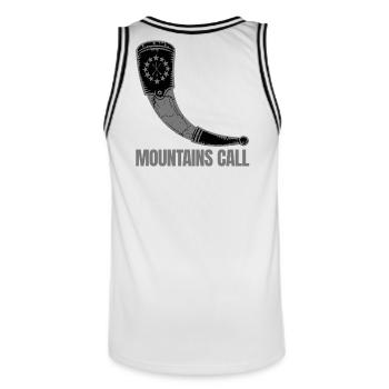 Mountain Call Horn – Héritage du Caucase - Maillot de basket Homme - blanc/noir - Dos - AI Model Male 185 dark (185cm)