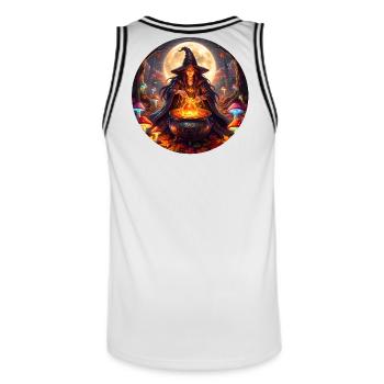 Moonlit Witch's Cauldron - Men's Basketball Jersey - white/black - Back - AI Model Male 185 dark (185cm)