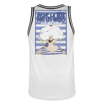 Nuage et tatouages marins - Maillot de basket Homme - blanc/noir - Dos - AI Model Male 185 dark (185cm)