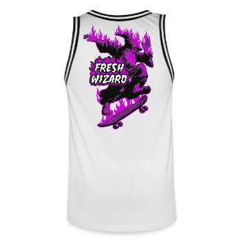 Fresh Wizard - Men's Basketball Jersey - white/black - Back - AI Model Male 185 dark (185cm)