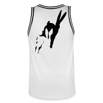 Hasi rennt Schatten Hase Osterhase Kaninchen hopp - Männer Basketball-Trikot - Weiß/Schwarz - Hinten - AI Model Male 185 dark (185cm)
