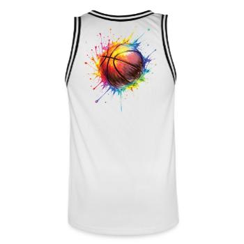 Basketball - Basketball Style Painting - Men's Basketball Jersey - white/black - Back - AI Model Male 185 dark (185cm)