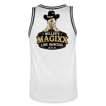 Miller's Magixx Line Dancers - Men's Basketball Jersey - white/black - Back - AI Model Male 185 dark (185cm)