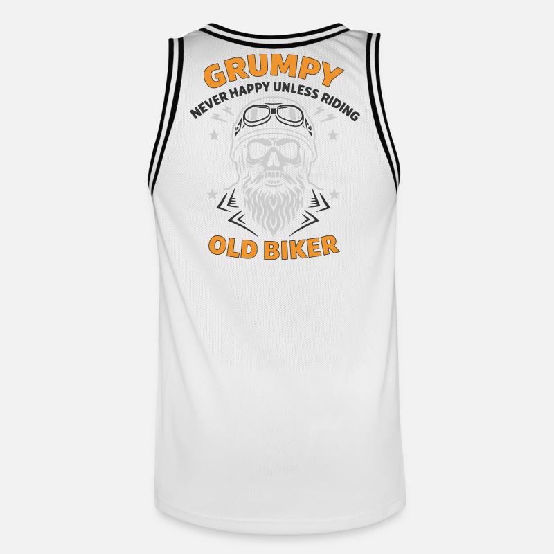 Grumpy Old Biker Skull - Maillot de basket Homme - blanc/noir