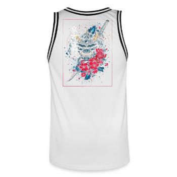 Oni - Samouraï Démon Japonais - Maillot de basket Homme - blanc/noir - Dos - AI Model Male 185 dark (185cm)