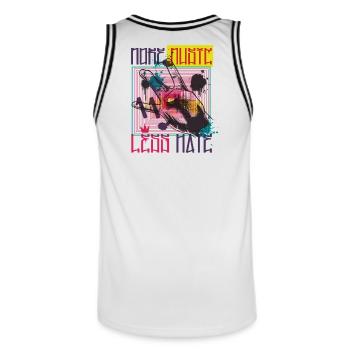 Plus d’art musical - Maillot de basket Homme - blanc/noir - Dos - AI Model Male 185 dark (185cm)