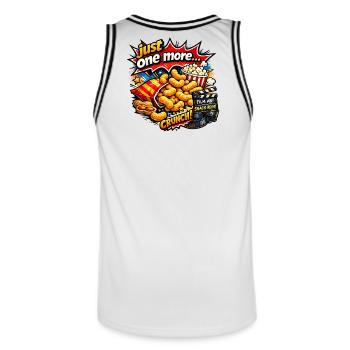 Erdnussflips Pop Art Filmabend spannende Serien - Männer Basketball-Trikot - Weiß/Schwarz - Hinten - AI Model Male 185 dark (185cm)