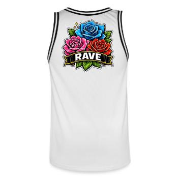 Rave Rosen Banner Buntes Festival Nachtleben - Männer Basketball-Trikot - Weiß/Schwarz - Hinten - AI Model Male 185 dark (185cm)