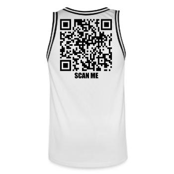 Message de citation – Vous m’avez scanné - Maillot de basket Homme - blanc/noir - Dos - AI Model Male 185 dark (185cm)