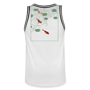 Wabi-sabi style Koi carp - Men's Basketball Jersey - white/black - Back - AI Model Male 185 dark (185cm)