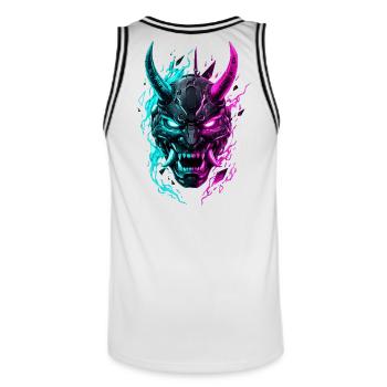 Masque Cyber Oni Néon - Maillot de basket Homme - blanc/noir - Dos - AI Model Male 185 dark (185cm)