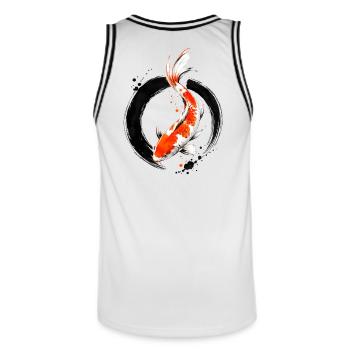 Zen Koi Ink Circle - Men's Basketball Jersey - white/black - Back - AI Model Male 185 dark (185cm)