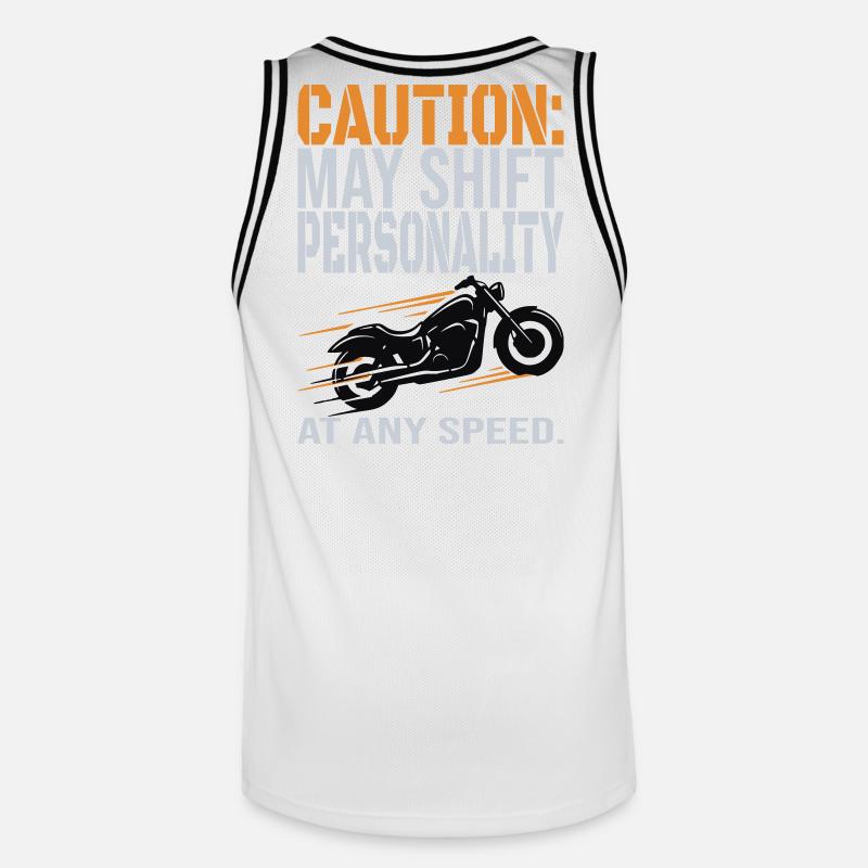 Caution – Personality Shift Biker Design - Männer Basketball-Trikot - Weiß/Schwarz