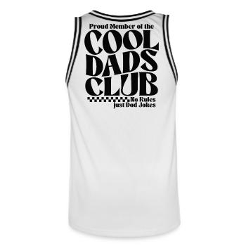 Club des papas cool - Cadeau de la fête des pères des papas - Maillot de basket Homme - blanc/noir - Dos - AI Model Male 185 dark (185cm)