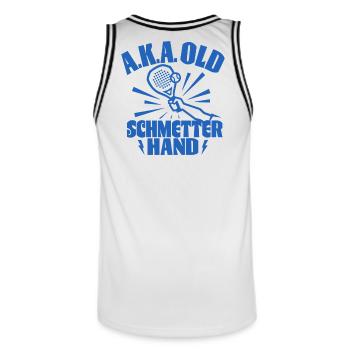 AKA Old Schmetterhand Padel Tennis Schläger Sport - Männer Basketball-Trikot - Weiß/Schwarz - Hinten - AI Model Male 185 dark (185cm)