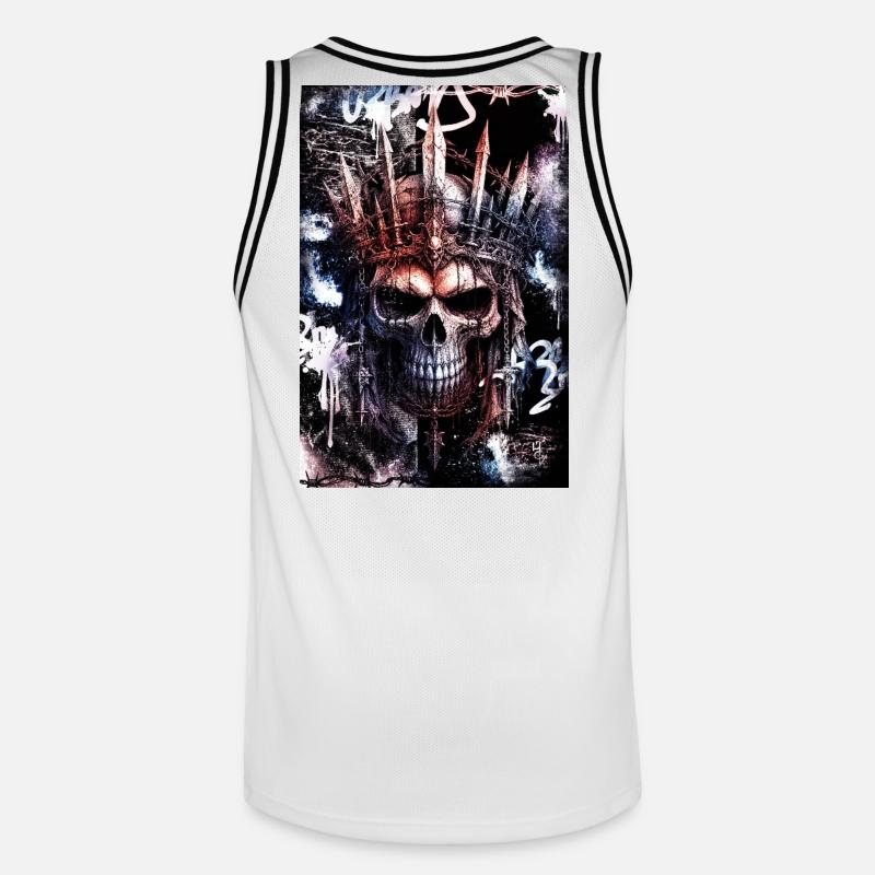 Dunkler gotischer Stadtschädel / Schädel - Männer Basketball-Trikot - Weiß/Schwarz