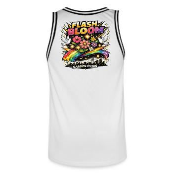 Flash Bloom Garden Pride Blumen Regenbogen - Männer Basketball-Trikot - Weiß/Schwarz - Hinten - AI Model Male 185 dark (185cm)