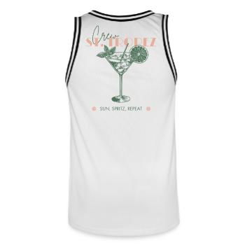 France St Tropez Vacation Beach Girls Trip - Men's Basketball Jersey - white/black - Back - AI Model Male 185 dark (185cm)