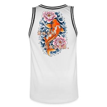 Ahnungsloser Koi - Männer Basketball-Trikot - Weiß/Schwarz - Hinten - AI Model Male 185 dark (185cm)